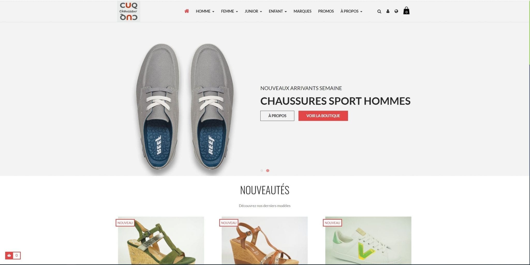 Site marchand pour vendre des chaussures pour Cuq chausseur à Millau, Villefranche de Rouergue et Albi